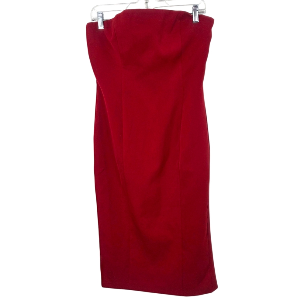 RSVP BB Dakota Nordstrom Midi Strapless Cocktail Party Dress NEW Womens 6 Red - Picture 2 of 9